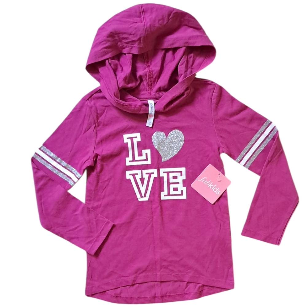 FabKids Pink Love Hoodie with Silver Accents